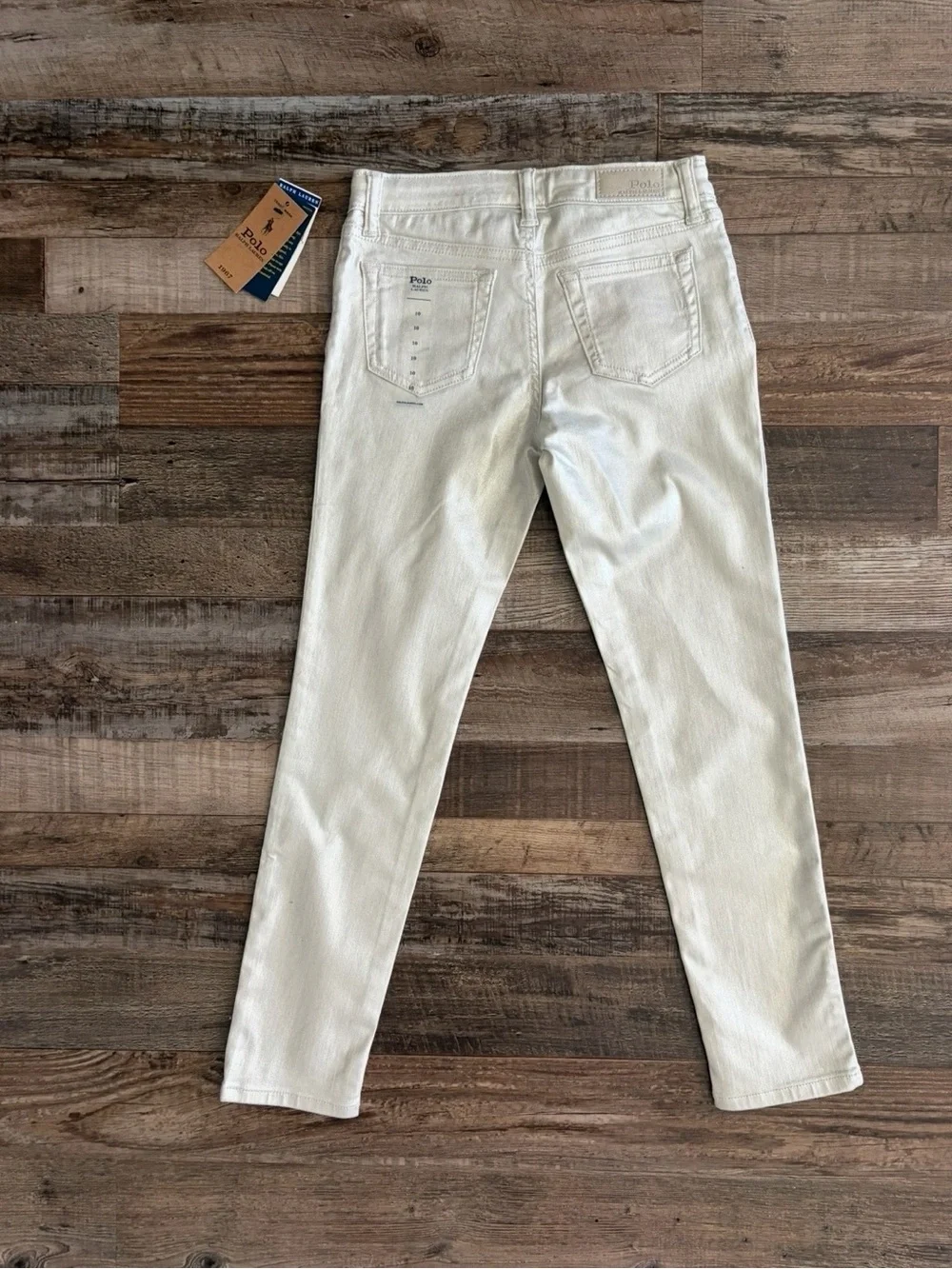 Polo Ralph Lauren The Tompkins Skinny Silver Coated Jeans – Girls Size 10 NWT
